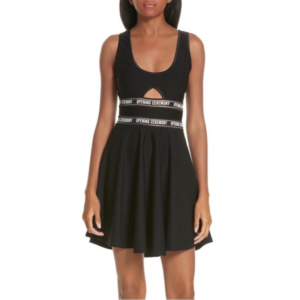 Opening Ceremony Black Torch Logo Cutout Skater Dress Large